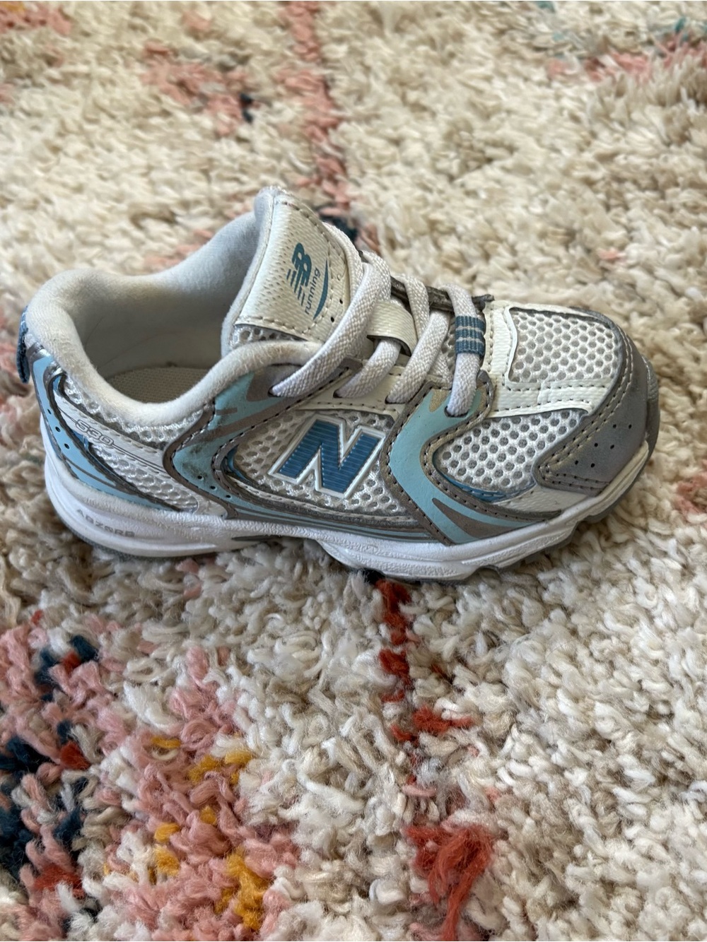 New Balance Toddler White & Light Blue Athletic Shoe